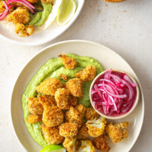 Crunchy Cauliflower Bites W Coriander Avocado Dip